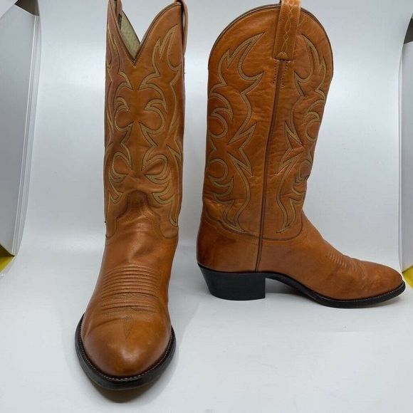 Eldorado Mens Cowboy Western Boots Orange Leather